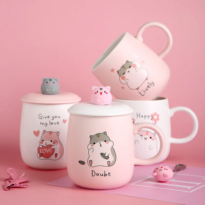 Кружка Керамическая с крышкой и ложкой в виде мышки 30 мл | Дом сад