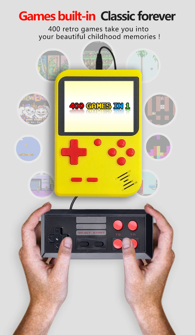 Новая портативная мини портативная игровая консоль 8 бит 3,0 дюймов цветной ЖК-дисплей Детский Цветной игровой плеер встроенный 400 игр 2 игрока в подарок