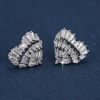 zircon inlaid heart shaped earrings women earrings fashion simple banquet engagement earrings give girlfriend birthday gift