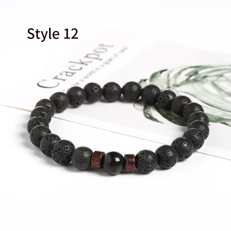 Style 12 JD мужской браслет, натуральный Императорский камень, бусина, тибетский Будда, браслет, чакра, лавовый камень, диффузный браслет, мужские ювелирные изделия, подарок - Окраска металла: Style 12