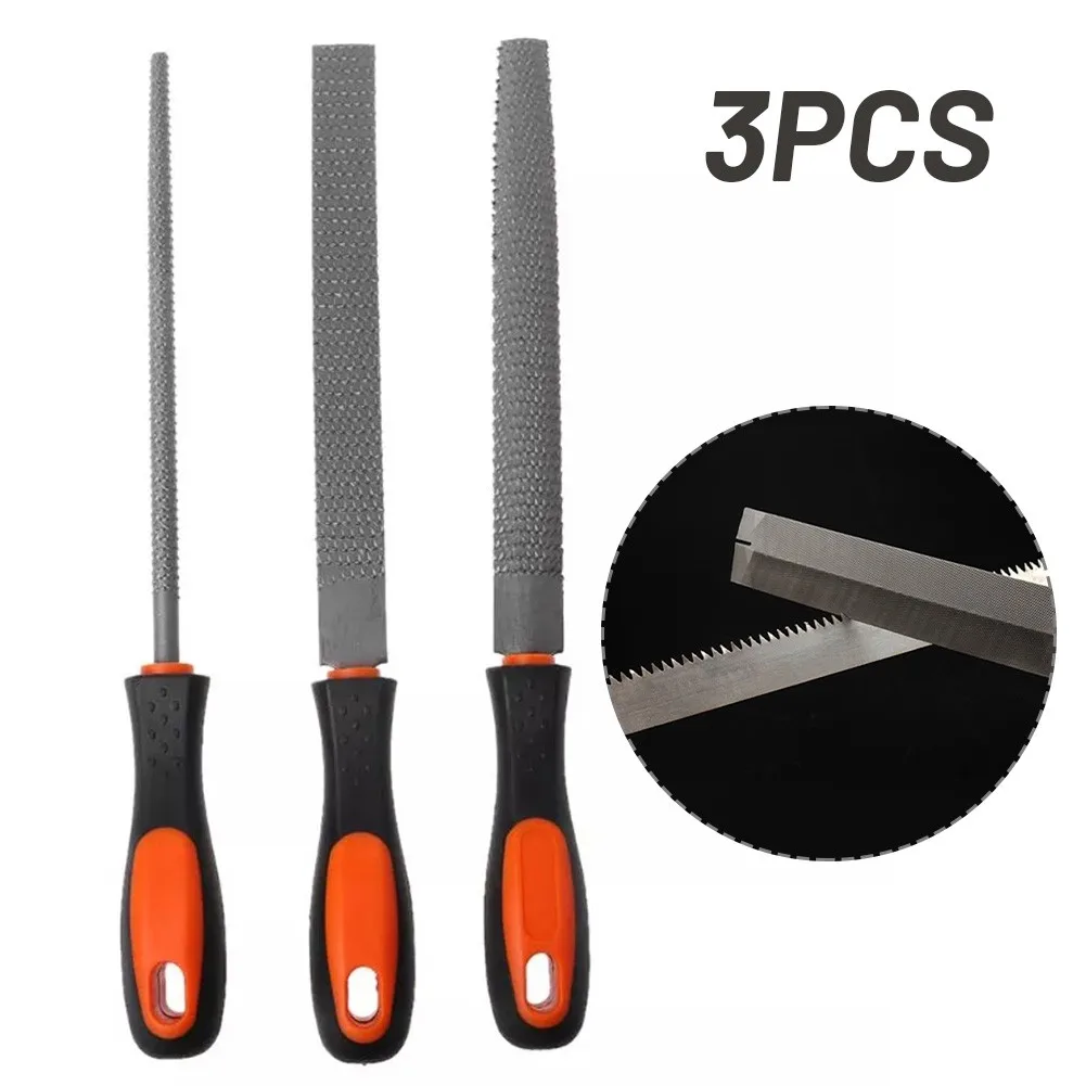 

3pcs Wood Rasps Carbon Steel Craft Durable Flat Shape Handle High Quality