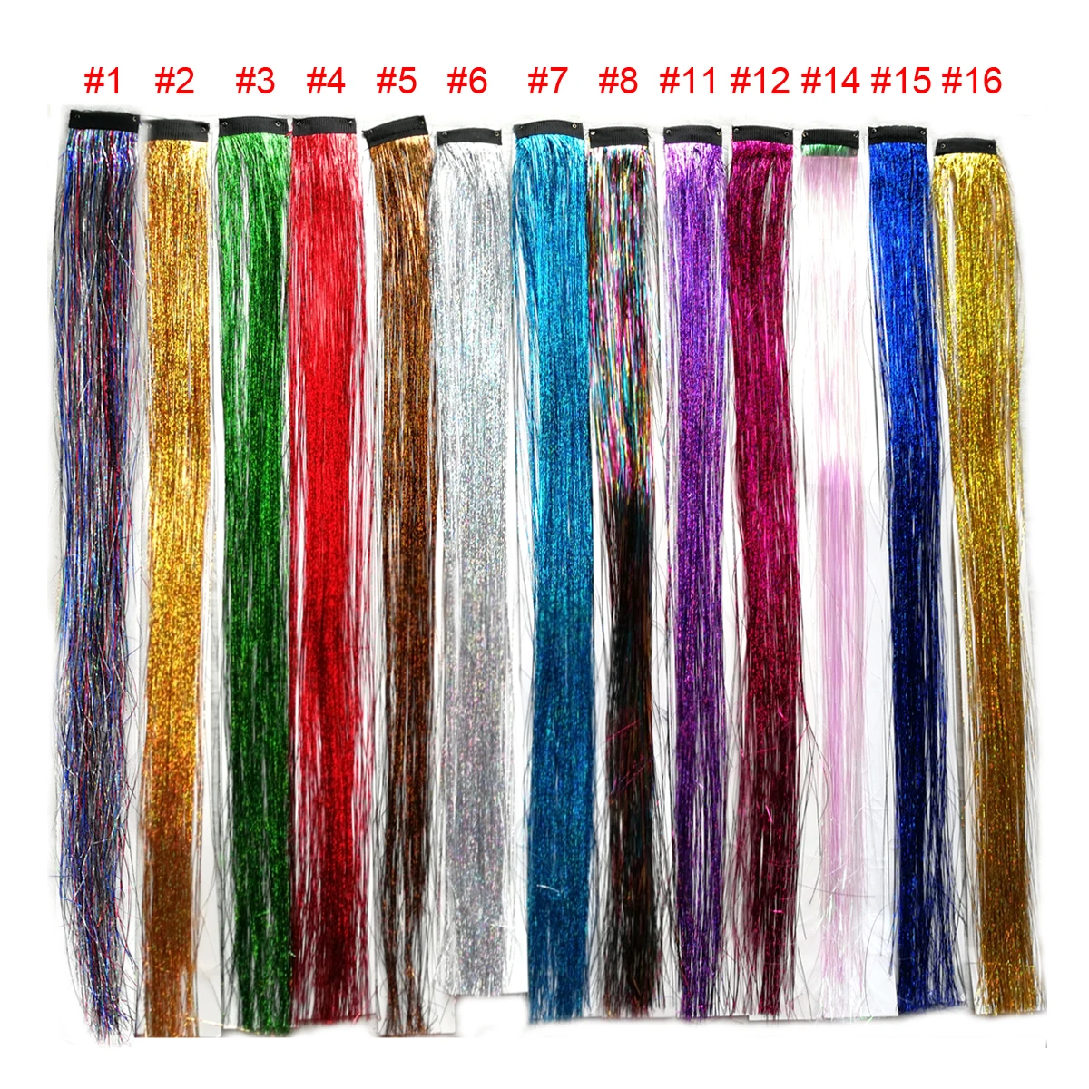 

30PCS Sparkle Hair Tinsel Clip Glitter Holographic Hair Extensions Rainbow Accessories for Braiding Headdress Gift for Christmas