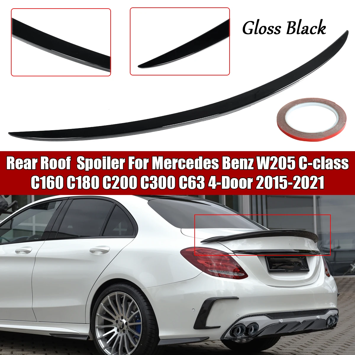 

High Quality Carbon Fiber Rear Wing Roof Spoiler For Mercedes FOR Benz W205 C-class C160 C180 C200 C300 C63 4-Door 2015-2021