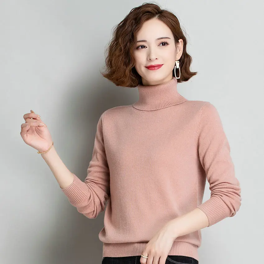 

Winter Cashmere Sweater Women High Neck Slim Fit Pullover Sheep Wool Knitted Top Lady Soft Warm Knitwear Jumper Femme Clothes