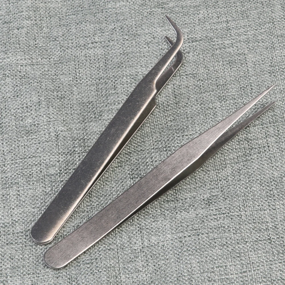 

135mm-Length Stainless Steel Fine Tip Straight Tweezers Forceps (Silver)