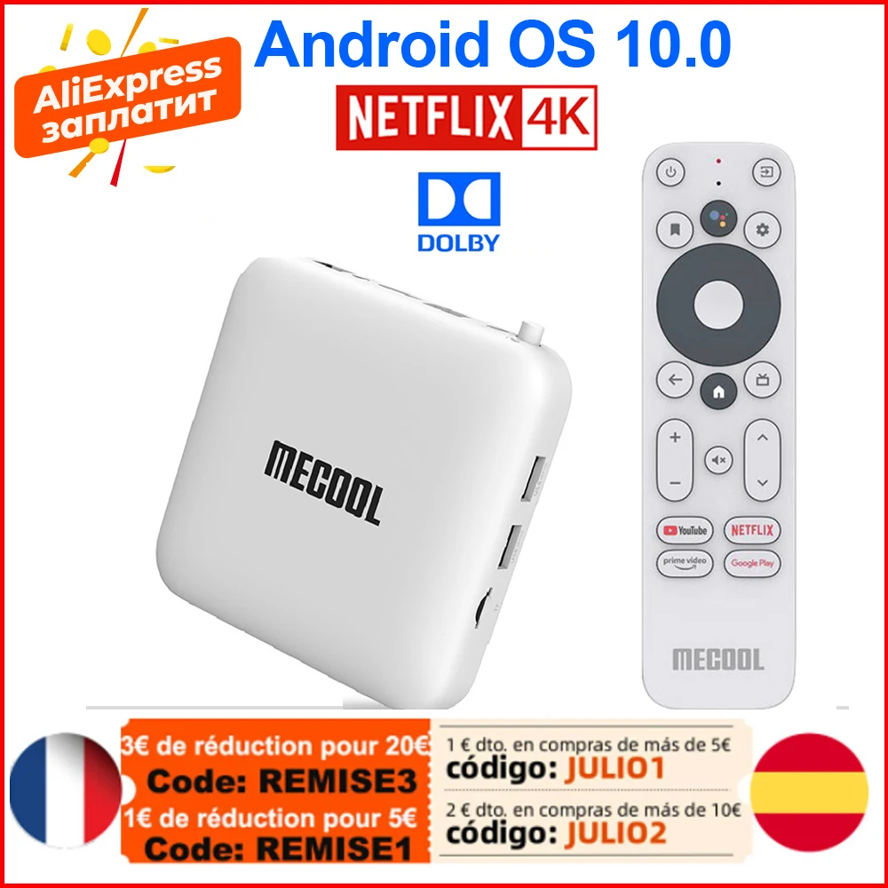 ТВ приставка Mecool KM2 сертифицированная Google Amlogic S905X2 DDR4 Android 10 2 Гб ОЗУ поддержка Netflix