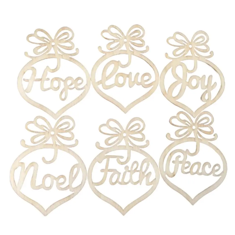 

Wooden Christmas Tree Pendants 6Pcs Christmas Wooden Hollow Letter Hangings Tags Christmas Tree Heart Shaped Pendants Ornaments