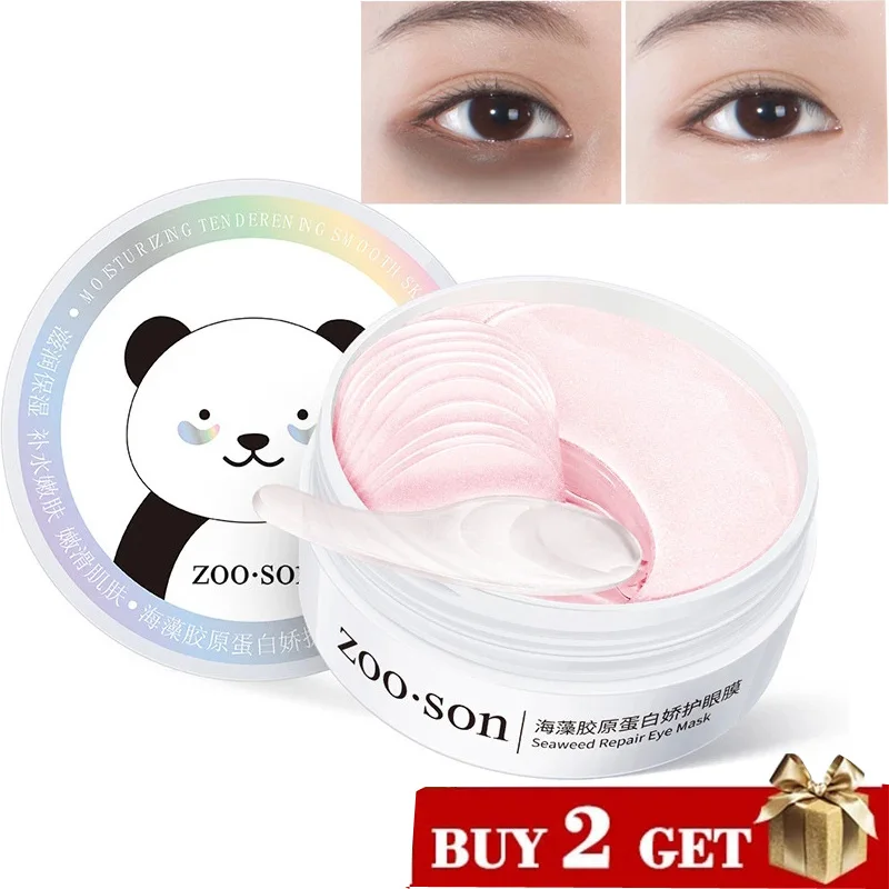 60PCS Eye Patches Seaweed Collagen Eye Mask Moisturizing Anti Wrinkles Remove Dark Circles Sleeping Gel Patches Eyes Care