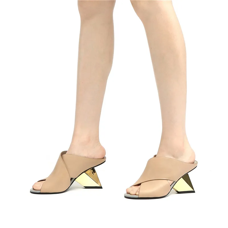 

Dilalula Shallow Fashion Thick Heels Pumps Genuine Leather Peep Toe Women Sandals 2021 Summer Night Club Slingbacks Shoes Woman