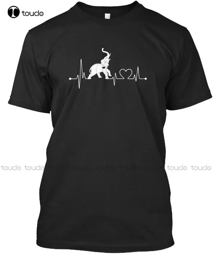 

Short Sleeve O-Neck Tops Tees Men 100% Cotton Elephant Lovers Heartbeat Stylisches Urban Kpop Tee Shirts fashion funny new