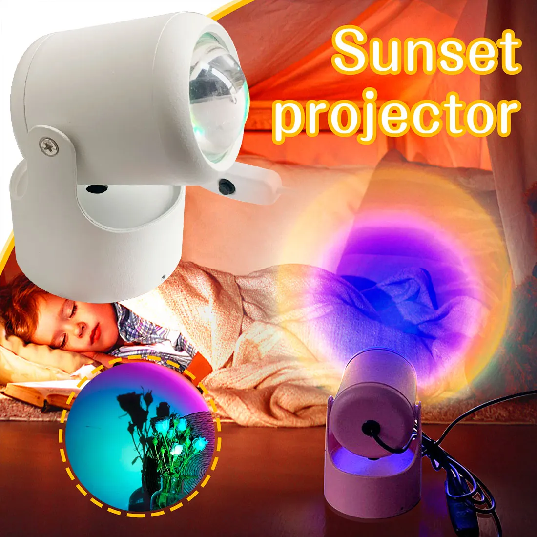 

NEW Modification 90 Degree Sunset Projection Led Light, Led Light,Network Red Light with USB Modern Floor Stand Night Light