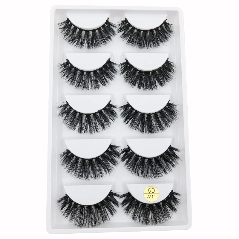 

Flash girl W Series 5D-W11 Handmade 5Pairs 5D Natural Long Mink Eyelashes