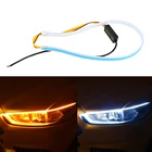 Ультратонкие светодиодные полосы DRL поворотные огни Дневные ходовые огни Автомобильные аксессуары тормозные боковые огни авто гибкие трубки фары