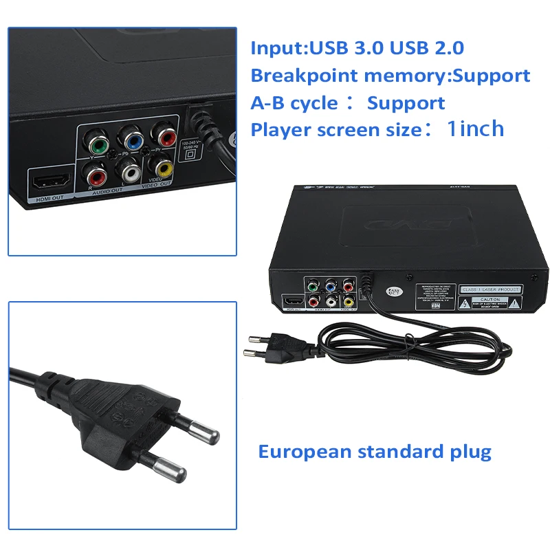 Домашний 1080P HD DVD плеер HDMI-совместимый USB мультимедийный цифровой TV Поддержка CD SVCD