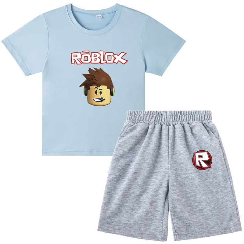 

2021 Summer Children's Set Cotton leisure children Short sleeve 2-piece Robert Clothes Boy's Clothing Set Set For Boy 4-14Years