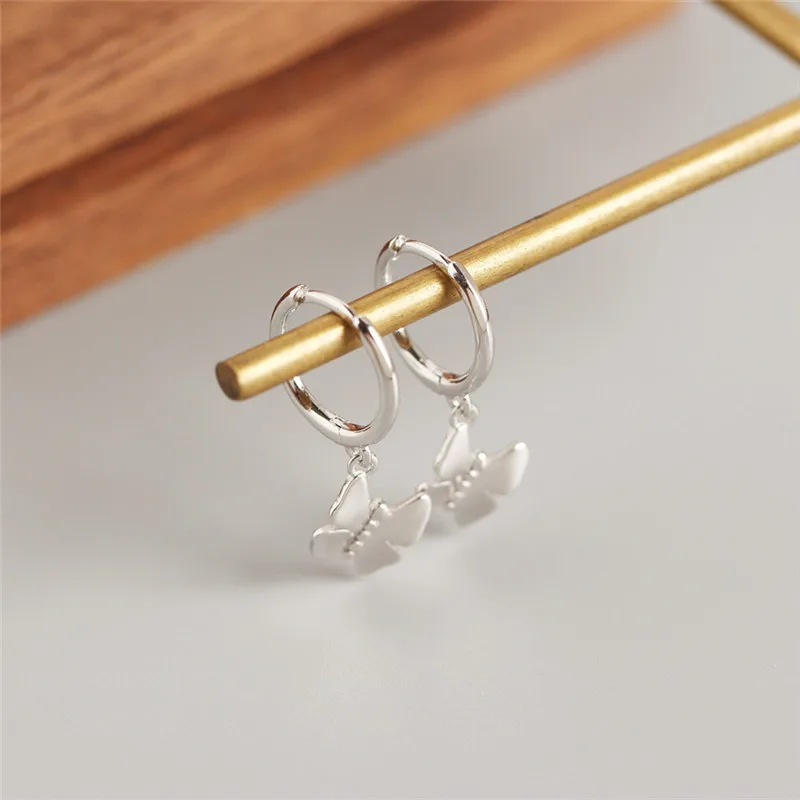 

YGRKLGA 100% 925 Sterling Silver Small Butterfly Pendant Drop Earrings for Women