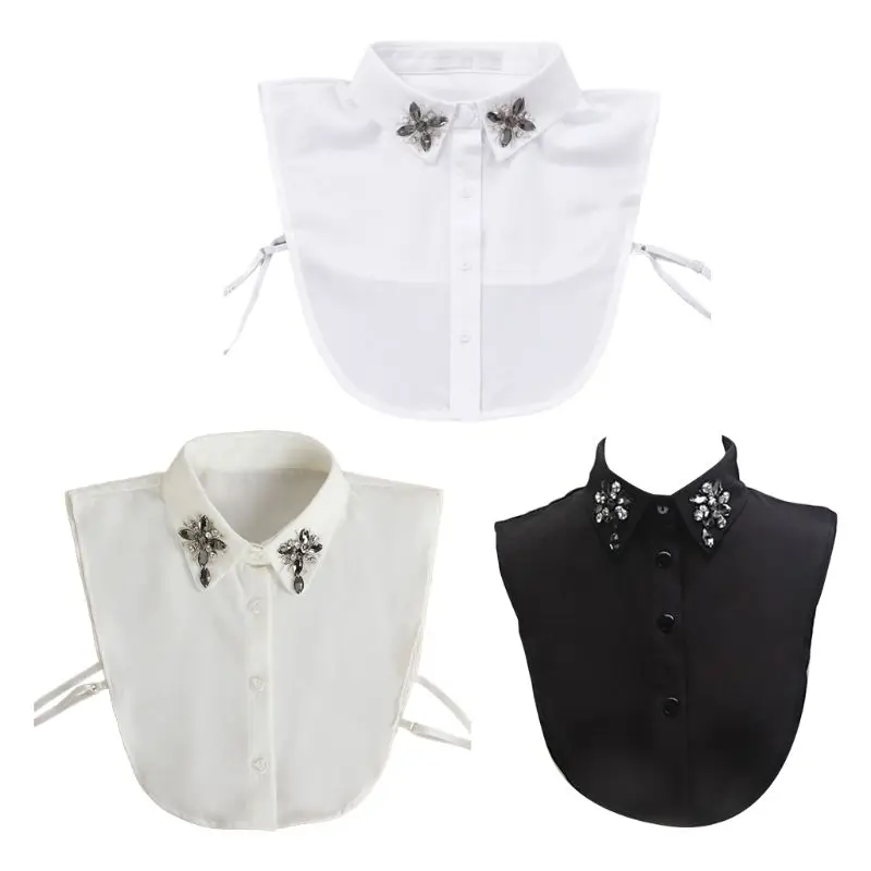 

Sweet Doll Jewelry Lapel Fake Collar Water Drop Rhinestone Flower Half-Shirt 85WB