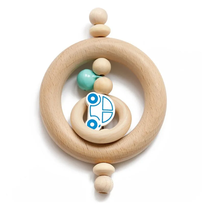 Car rattle Детские игрушки, 1 шт., силиконовые бусины, мультяшная детская погремушка-прорезатель для зубов, кольцо из бука, 0-12 моль, детские рождественские подарки, коляска, давайте сделаем - Цвет: Car rattle