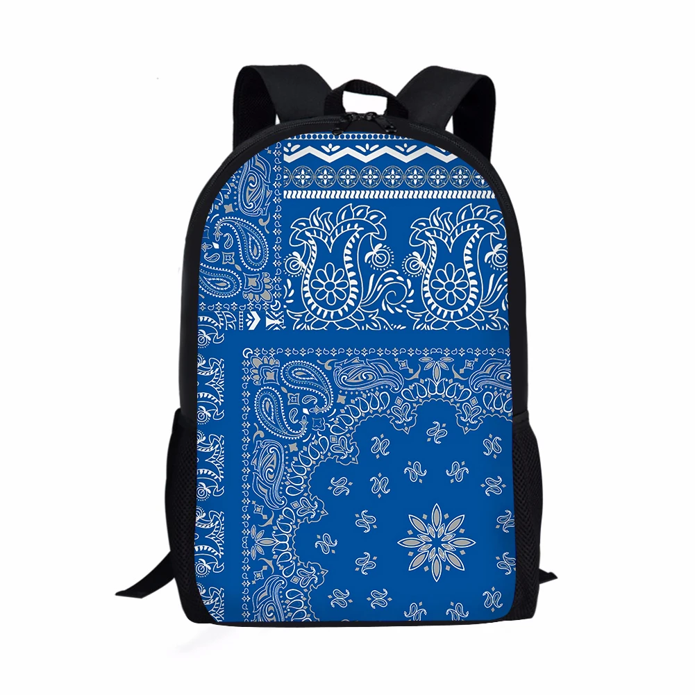 

Bandana Print Design 16 Inch Laptop Backpack Cashew Nut Pattern Waterproof Nylon Casual Schoolbag Travel Backpack Factory Custom