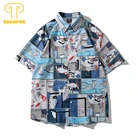 Рубашки мужские летние с коротким рукавом, в стиле аниме хиппи