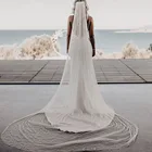Брендовые Свадебные аксессуары длинные платья с гребнем элегантная блестящая фата ручной работы из тюля Роскошные Жемчужные белыецвета слоновой кости свадебные аксессуары