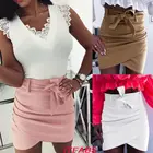 2020 осенние модные женские мини-юбки сексуальное облегающее платье вечернее с завышенной талией, облегающая юбка-карандаш с крестом, белая, розовая, хаки, S-XL