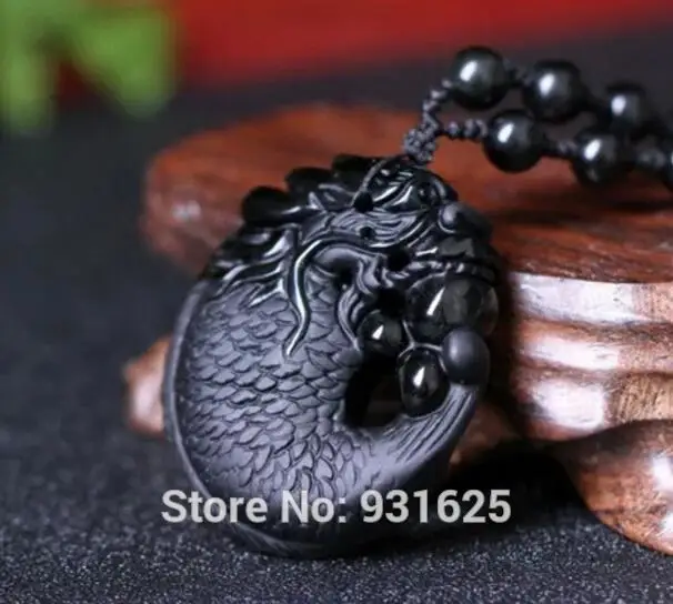 Красивые Подвески из натурального черного обсидиана ручной работы с резными