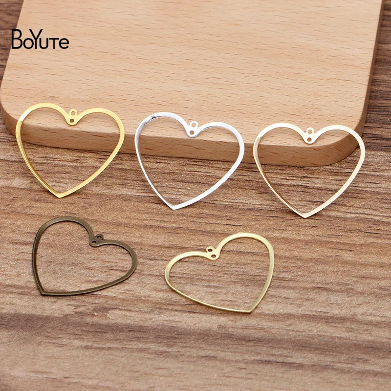 

BoYuTe (100 Pieces/Lot) 20MM 30MM Metal Brass Stamping Heart Pendant Charms for Jewelry Making DIY Handmade Materials