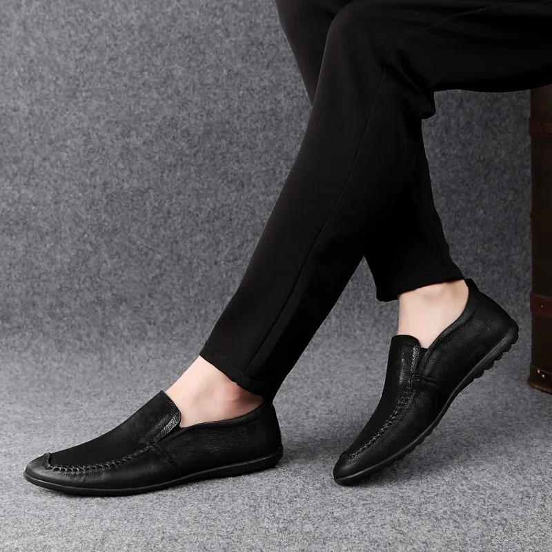 Туфли мужские в стиле ретро лоферы дышащие легкие без застежки уличные обувь для