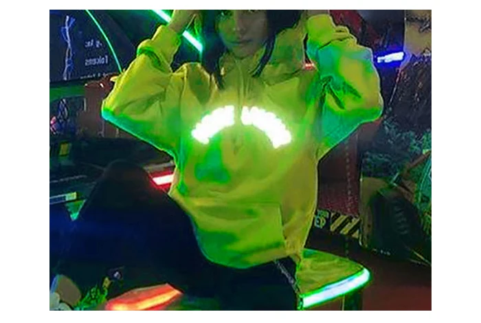 Jocoo Jolee Женская мода неоновые зеленые толстовки Осенние с буквенным принтом Harajuku Светоотражающие толстовки негабаритные Свободные толстовки