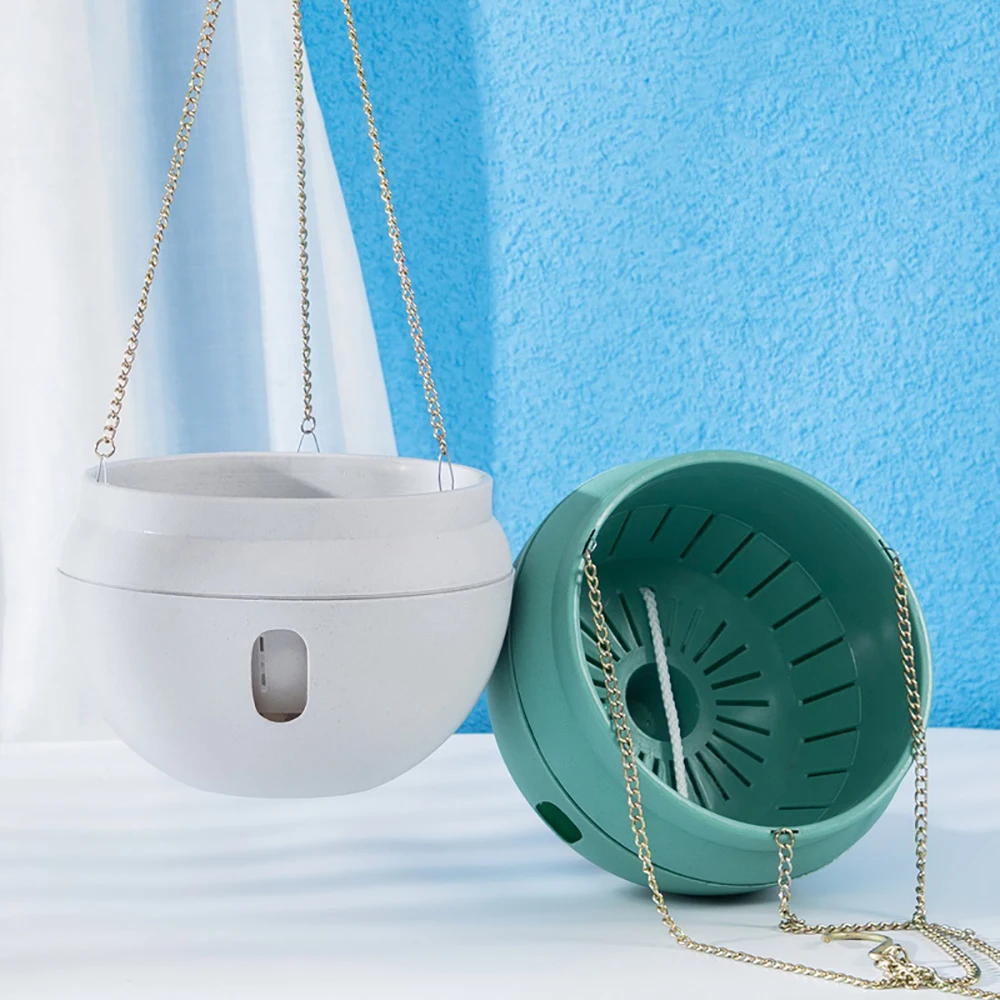 Горшок цветочный пластиковый с пеной/зелеными растениями самополивающийся