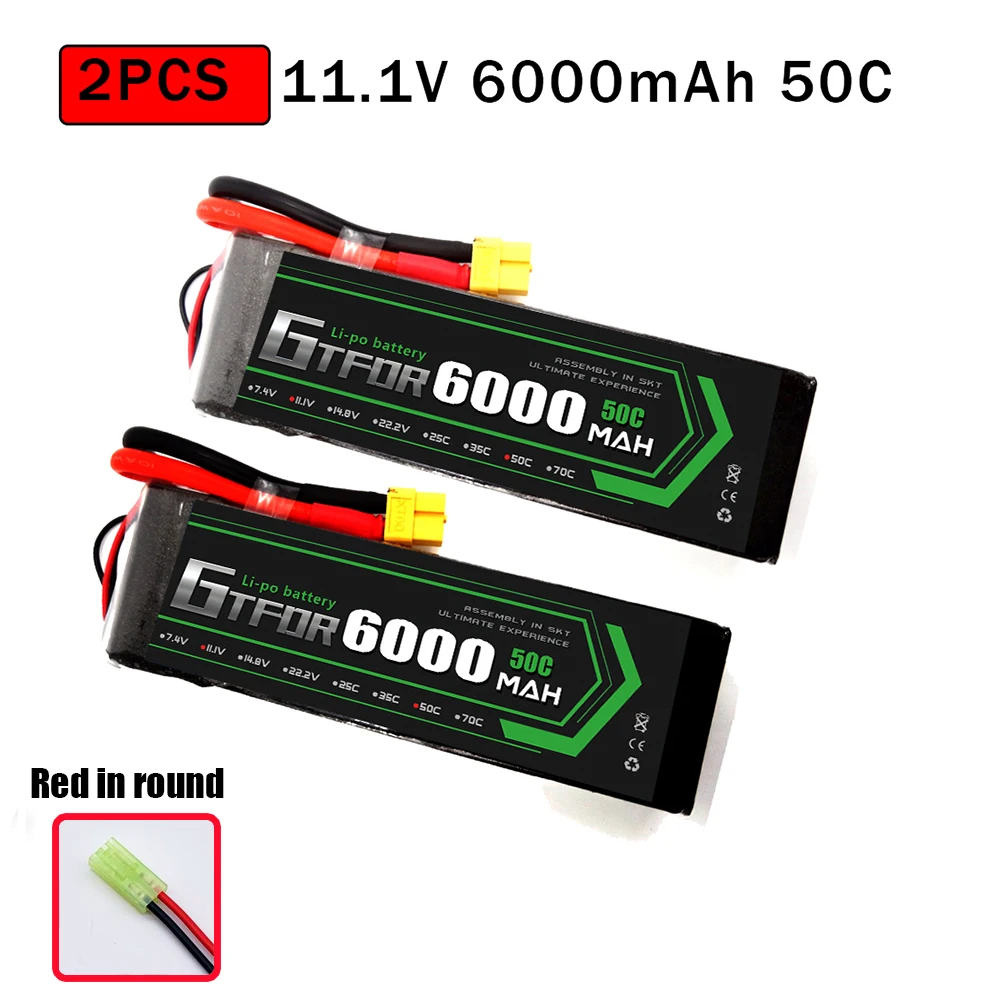 2PCS6000SOFTRED GTFDR 2 шт. RC батарея Lipo 7,4 V 11,1 V 2S 3S 6000MAH 6500MAH 6200MAH 7000mah 50C 60C 80C 100C 120C для RC Stampede автомобильный Дрон - Цвет: 2PCS6000SOFTRED