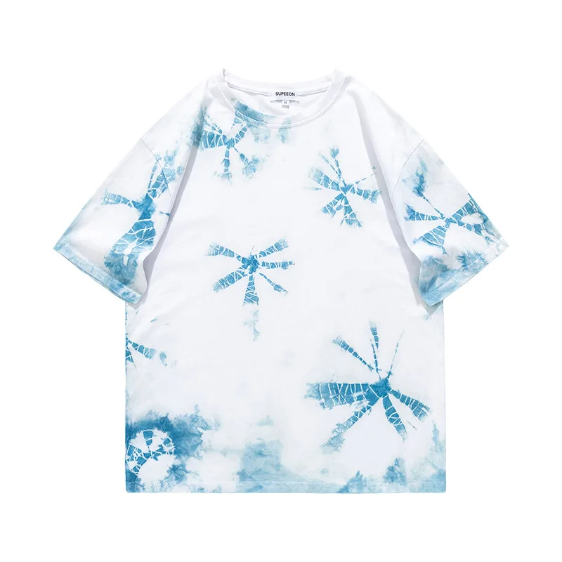 

2021 Summer Unisex Men Women T-Shirt Tie Dye Hip Hop Gothic Short Sleeve 100% Cotton korean Japan Style whirlpool couple Tops