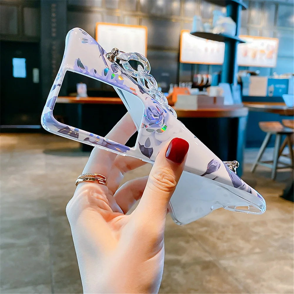 

Leaves Flower Crystal Chain Case For Samsung S21 Ultra S20 FE A32 A52 A72 A51 A71 S10 Plus S9 S8 Note 20 10 Soft Cover