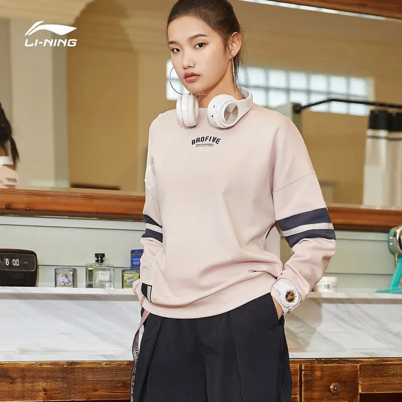 Li-Ning Женский Баскетбол BAD 5 свитер свободный крой 18% полиэстер 82% хлопок подкладка