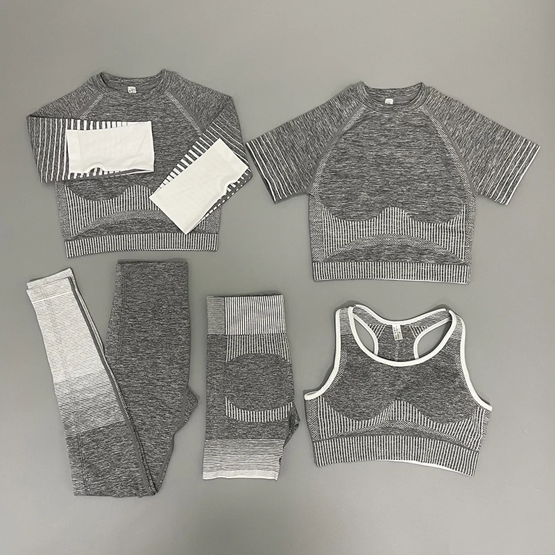 

Seamless Women 2/3/5pcs Yoga Set Running Gym Workout Short Sleeve+Top Sport+Leggings+shorts+bra Fitness Suit Free Shipping