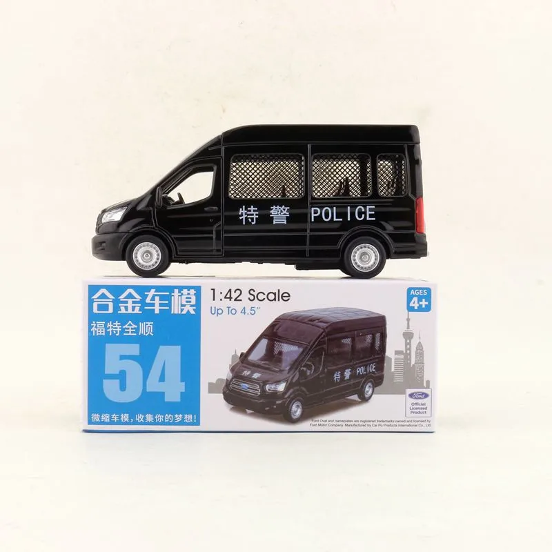 1:52 Scale Ford Transit China Police MPV Pull-Back Alloy Diecast Model Car |
