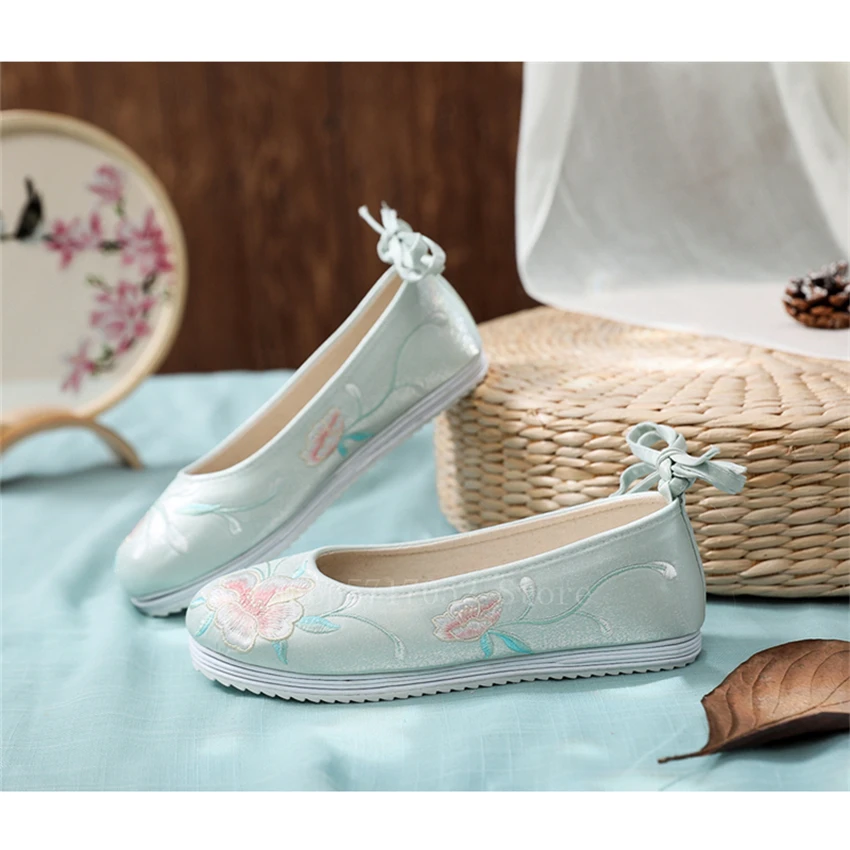 Традиционная китайская женская обувь для танцев Hanfu свадебные туфли с цветочной