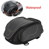 black pu leather motorcycle saddle bag tool luggage storage bag with rain cover