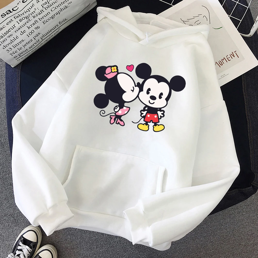 

New Cartoon Cute Disney Anime Hooded Men's and Women's Minnie Mickey Mouse Sweatshirt Cotton Simple Trendy Streetwear