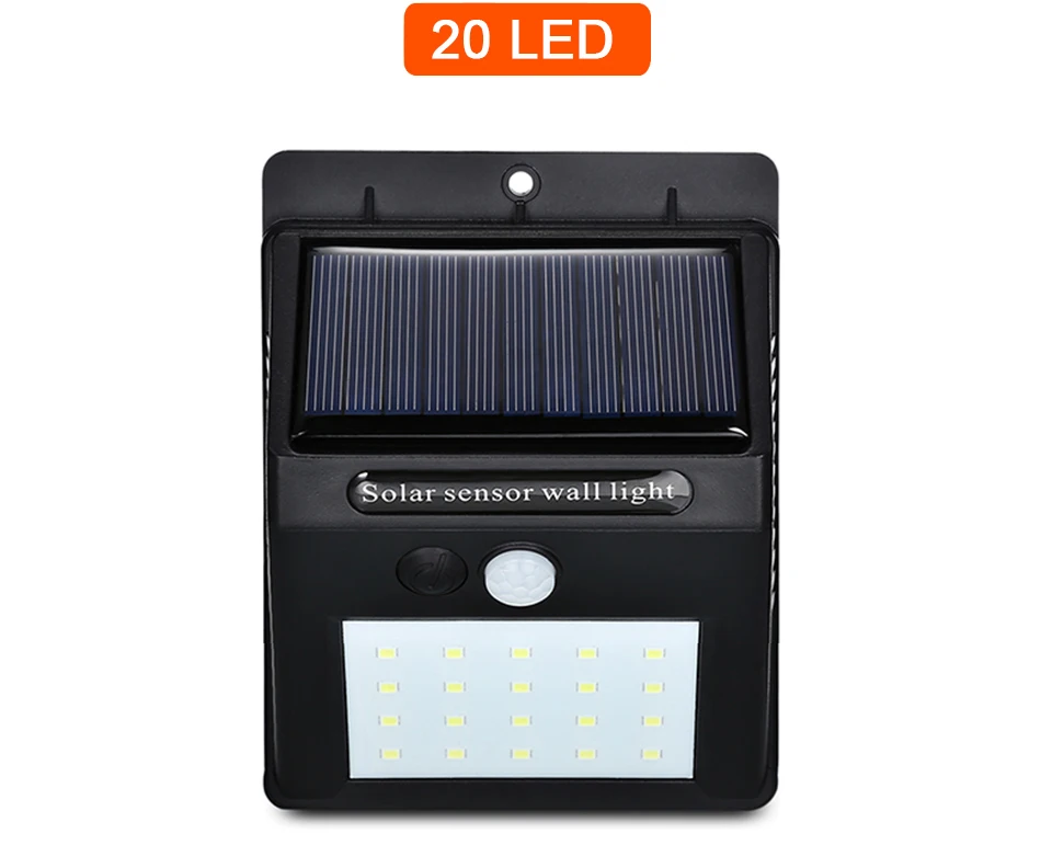 Настенный светильник с датчиком движения PIR, 20, 35LED, 100LED, уличный светильник на солнечной энергии, уличный, уличный, водонепроницаемый, для двора, для дома, сада, лампа на солнечной энергии