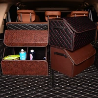 foldable car storage stowing tidying pu leather car trunk organizer box storage bag auto trash tool bag