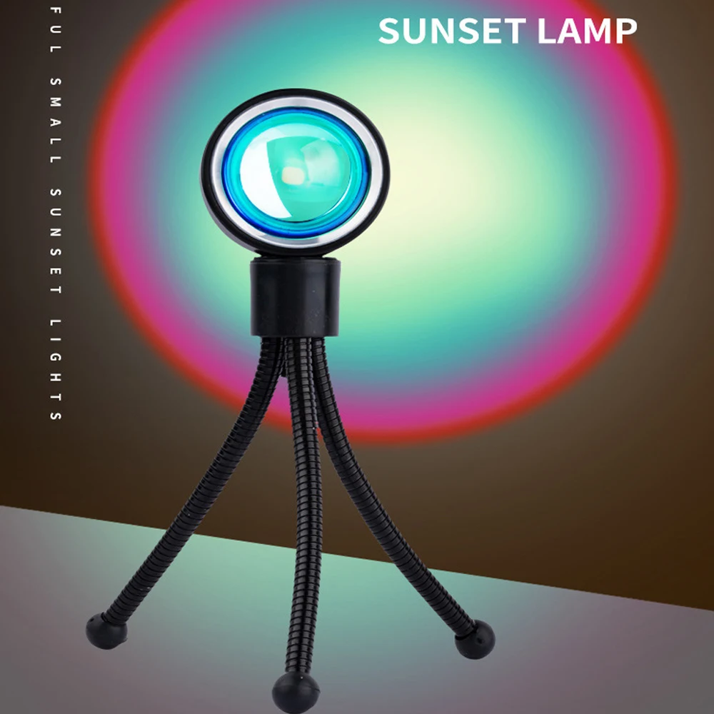 

USB Sunset Projector Lamp Led Night Light Rainbow Atmosphere sunset lamp for Home Bedroom Coffe shop Background Wall Decoration