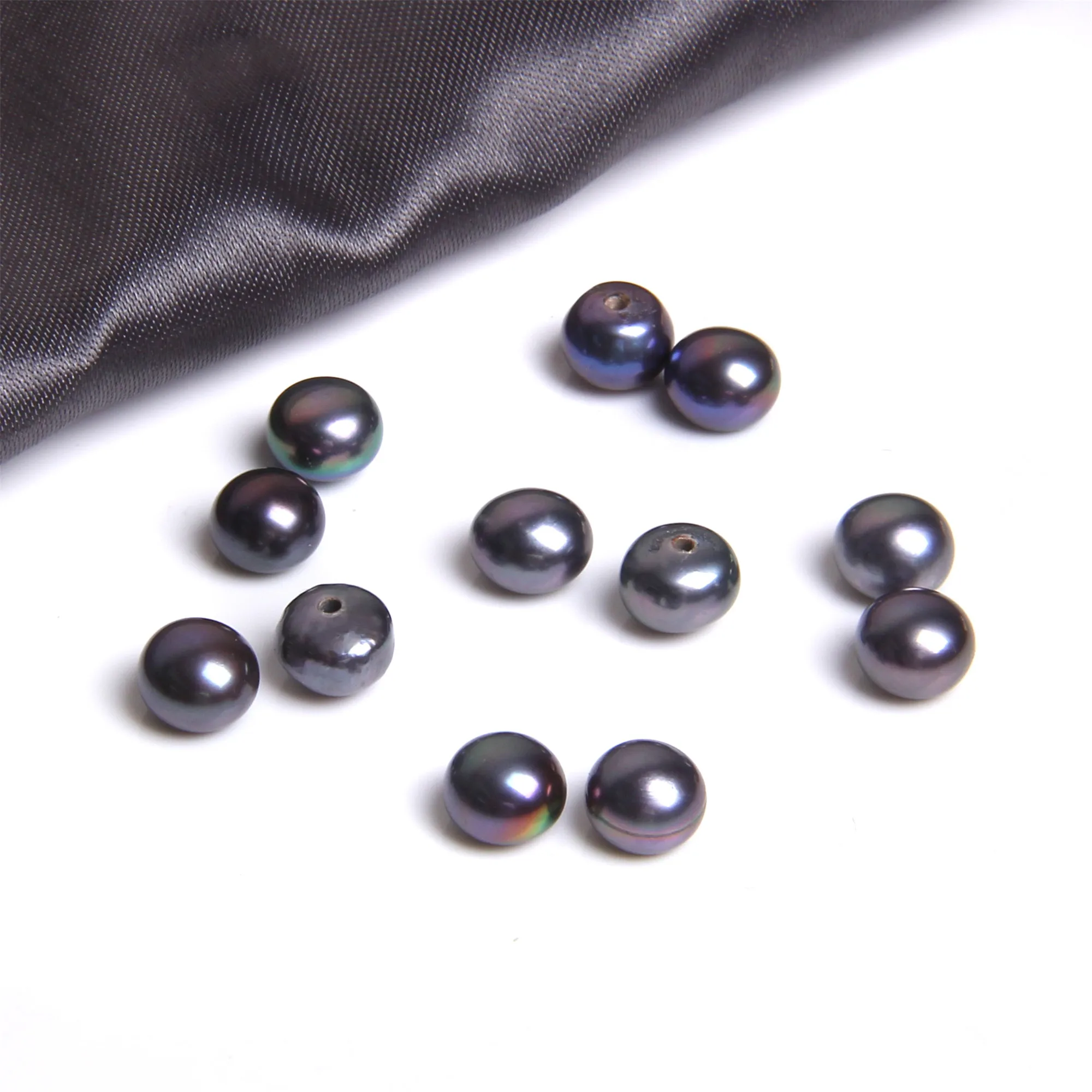 5.8mm AAA Freshwater Natural Pearls Half Hole Semi Round Pearl Beads Black Button Bread Pearls For Earrings Jewelry Making DIY