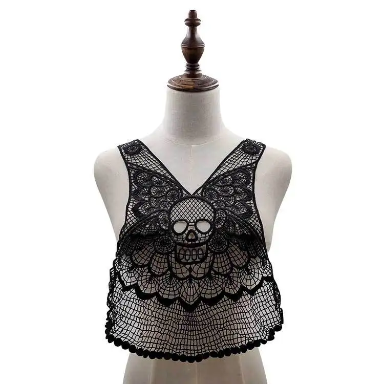 Black 1 пара органзы вышитые крылья кружева вышивка патчи DIY кружевной воротник декольте украшения товары для шитья и рукоделия - Цвет: Black
