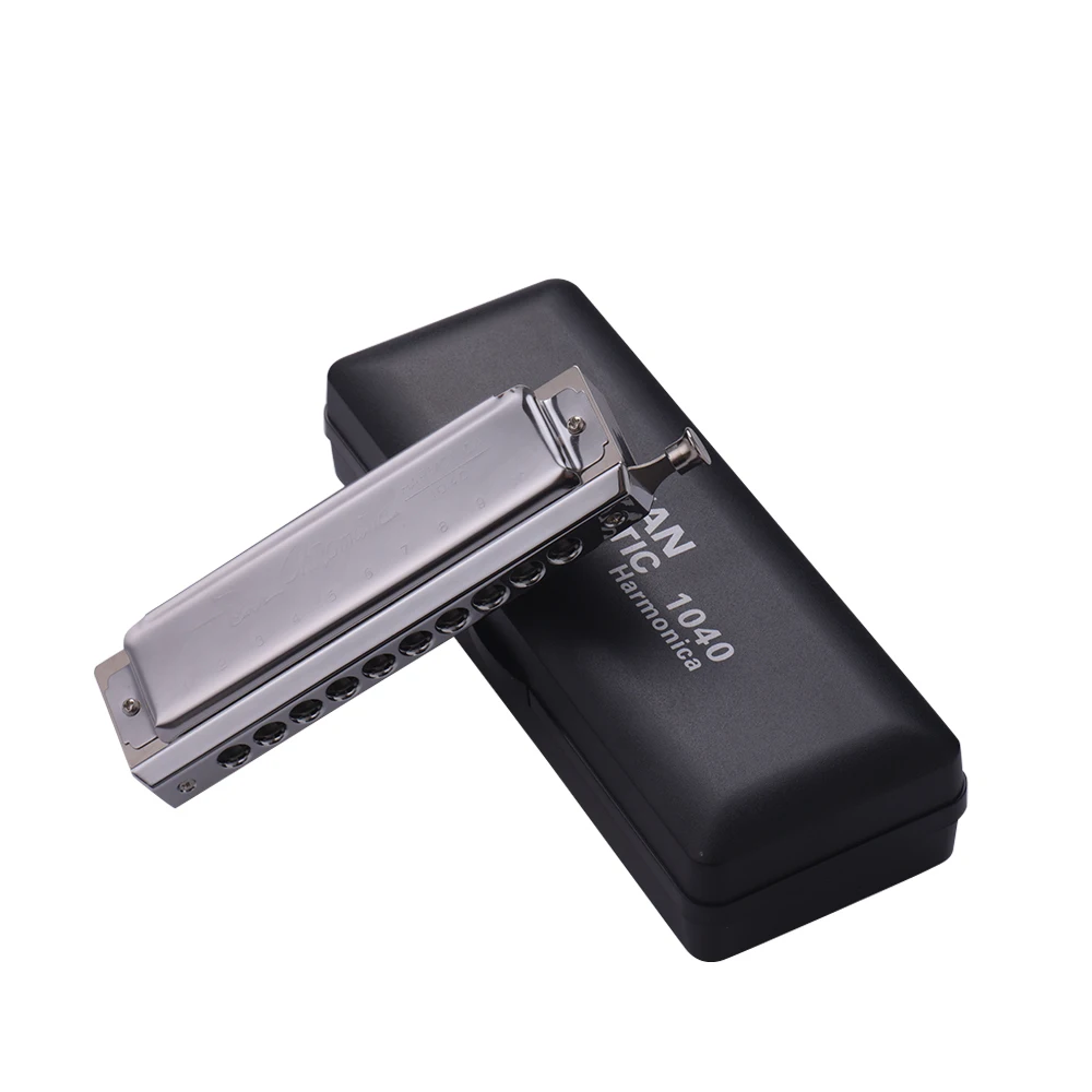 

Swan Chromatic Harmonica 10 Holes 40 Tones Key of C Silver with Exquisite Box