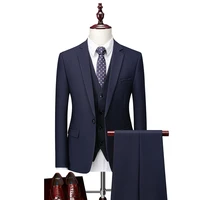 suit male 2021 spring and autumn high quality custom business blazers three piece slim large size boutique suit
