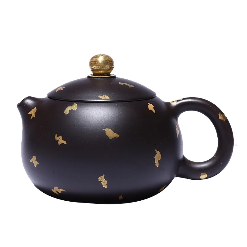 

Purple clay pot Yixing raw ore black clay handicrafts sprinkle gold Xishi pot Kung Fu tea set tea pot