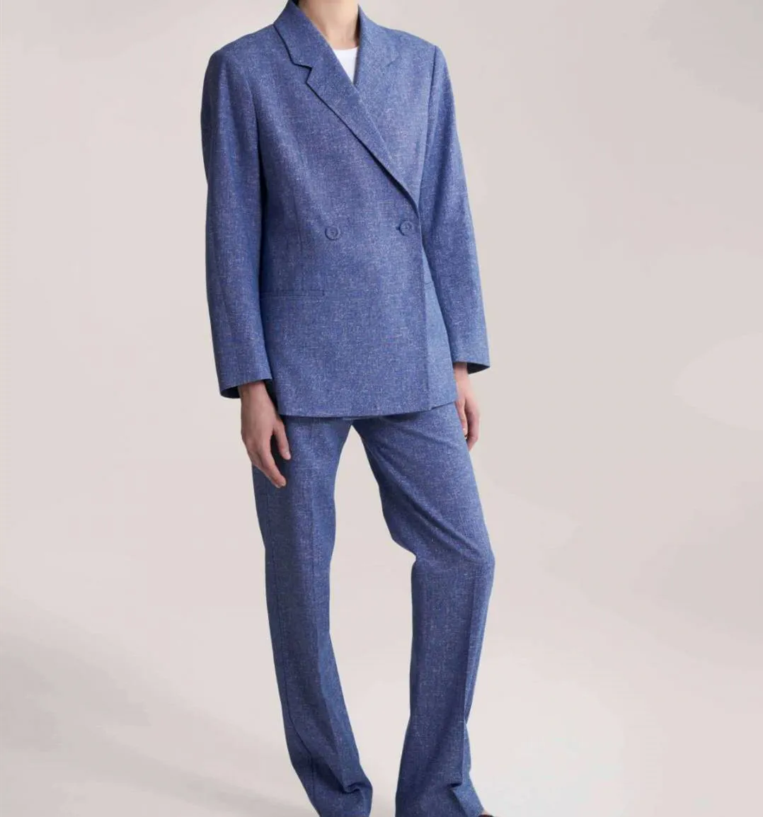 Suit Blue Женский костюм Ранняя осень цветной льняной двубортный свободный костюм женский пиджак/пальто - Цвет: Suit Blue
