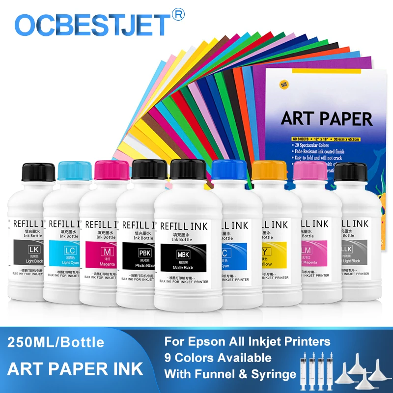 

250ML/Bottle Art Paper Ink Art Pigment Ink For Epson T50 T60 P50 R200 R230 R260 R280 L1300 1390 1400 1410 1430 1500W T1100 T1110